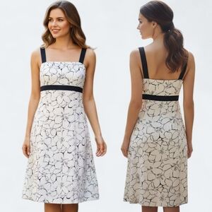 NEW YORK & CO. Black & White Floral Print Sundress - Size 14
